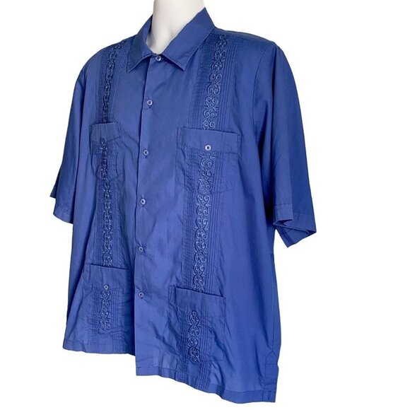 Tropicool Blue Short Sleeve Shirt 4 Pockets Embroidered Mens Large - Picture 4 of 11